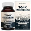 20% Thymoquinone Black Seed Oil Extract Capsules - TQ- Advanced 4X ®: Potent Thymoquinon Koncentration til rådighed - 60: 1 Koncentrat fra Nigella Sativa, Rå form, Vegan, glasflaske (60 kapsler)