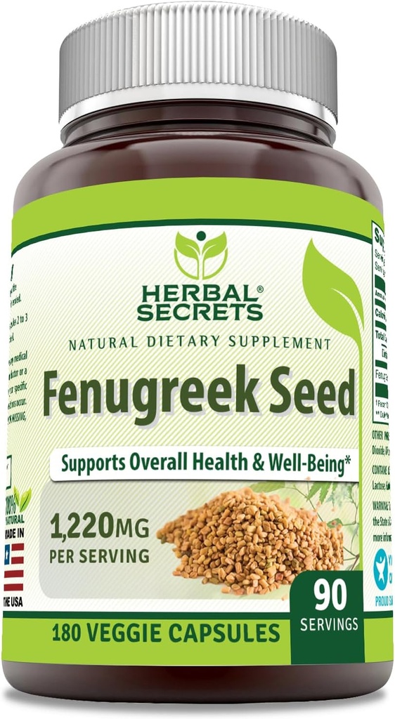 Herbal Secrets Fenugreek Seed 1,220 Mg Supplement Note 124; 180 Veggie Kapsler