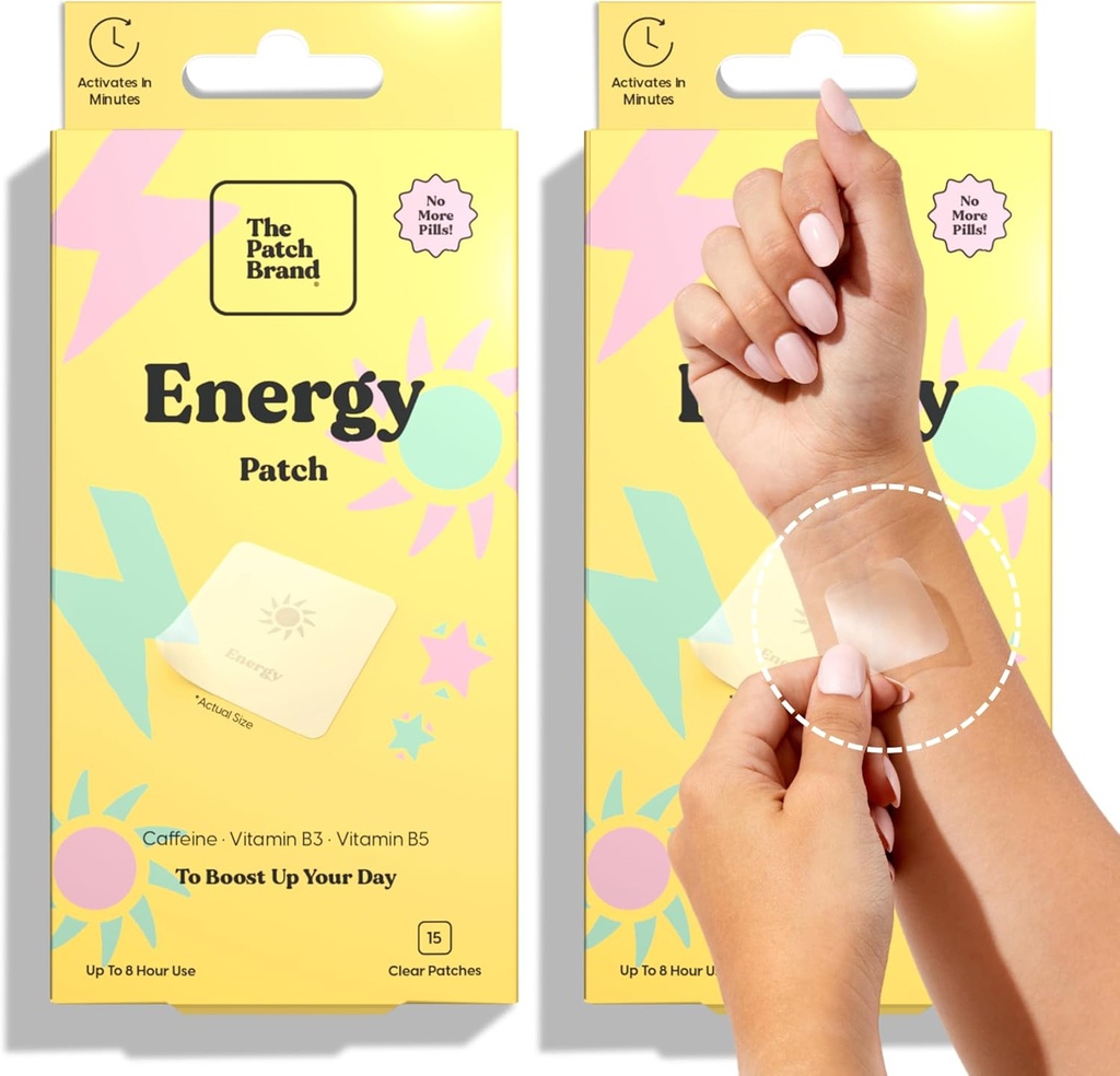 The Patch Brand Energy Patches | Supports Energy with Caffeine and B5 and B3 | All Natural Wellness Patch Plant Based and Cruelty Free Water Resistant Patches That Last All Day