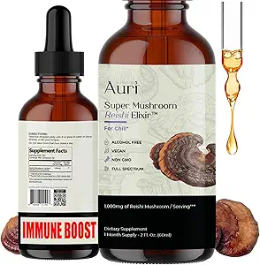 Auri Reishi Super Mushroom Elixir - immunbooster og stress support supplement til at opnå dybere søvn - Reishi Tincture 60ml