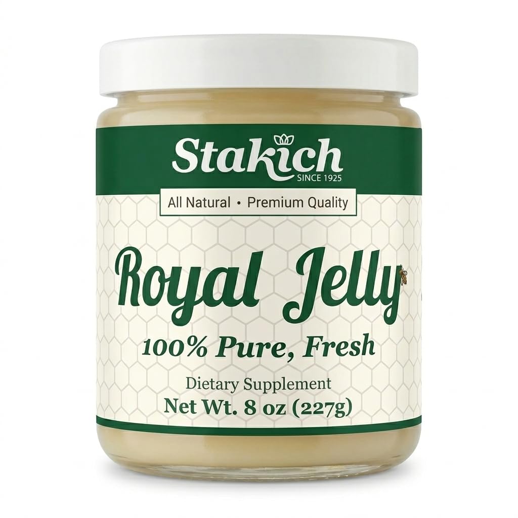 Stakich Fresh Royal Jelly - Pure, All Natural - Ingen tilsætningsstoffer / Flavors / Konserveringsmidler Tilføjet - 8 Ounce (227 Gram)
