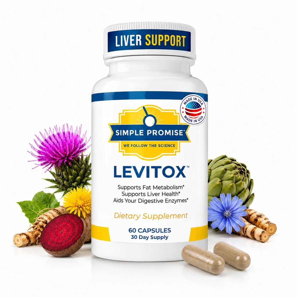 Levitox - Mælk Thistle Lever Detox tillæg med Mælkebøtte Root og Artichoke Extract - Understøtter leversundhed, Metabolisme og fordøjelse - 60 kapsler