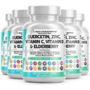 Ren nukleosteroider Quercetin Zinkvitamin C vitamin D Bromelain Elderberry - Lung immunforsvar supplement voksne med artemisinin, Sea Moss, Echinacea, Allergy Relief (60 greve (pakke med 5))