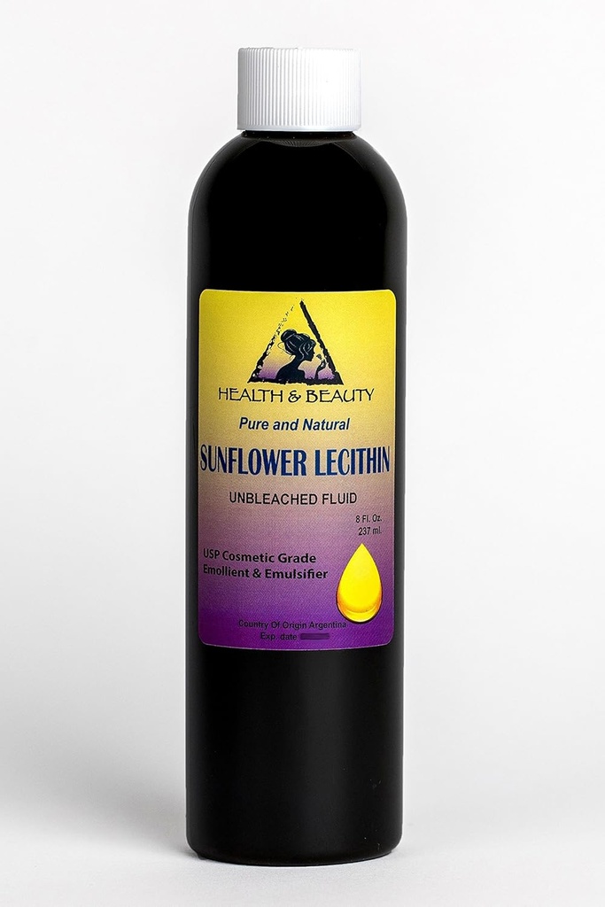 Lecithin Solsikke Ubleget Flydende emulgator Blødgøringsmiddel Stabilisator Pure 8 oz