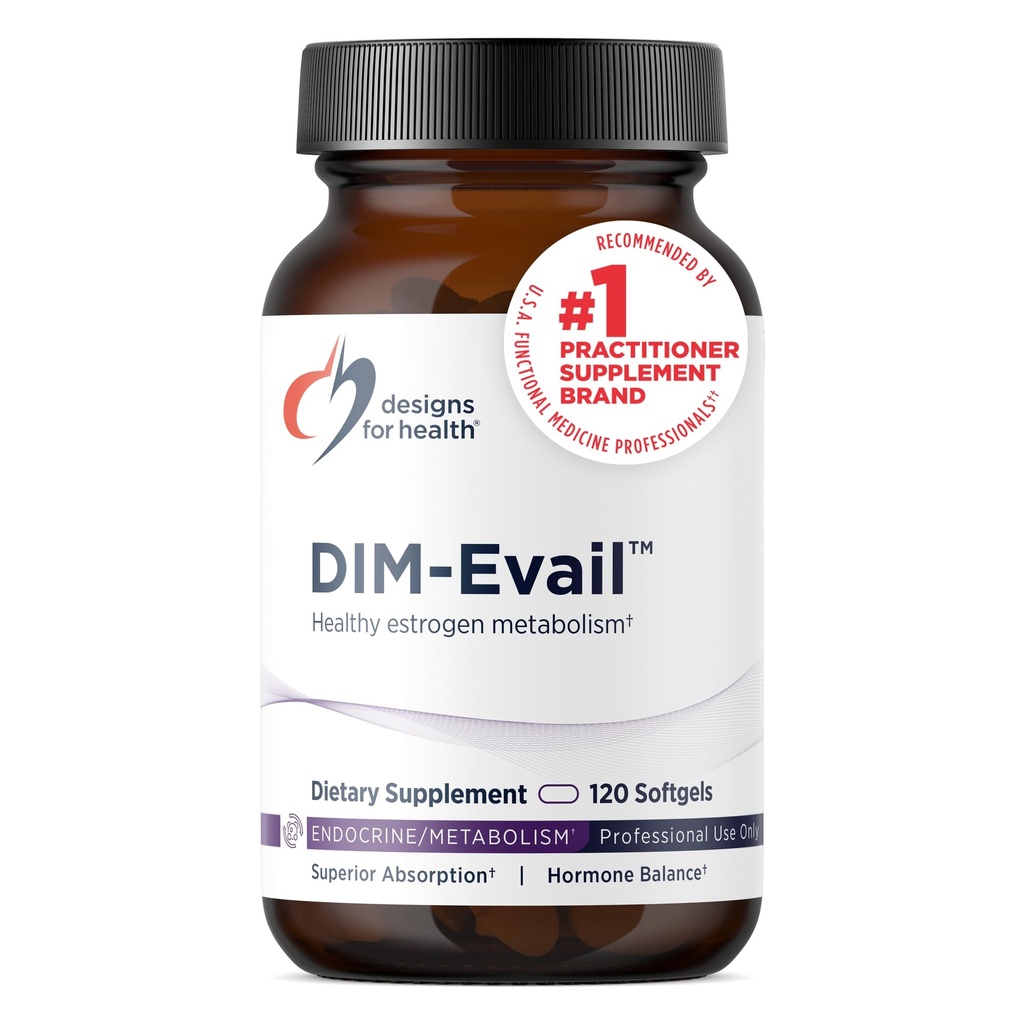 Design for sundhed DIM- Evail - 100 mg DIM supplement Forbedret Absorption Diindolylmethan - Understøtter sund østrogen Metabolisme & kvinders sundhed - Non- GMO & soy- fri (120 Softgels)