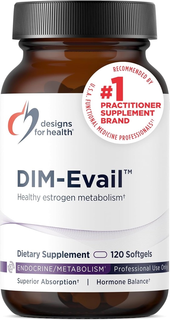 Design for sundhed DIM-Evail - 100 mg DIM supplement Forbedret Absorption Diindolylmethan - støtter sund østrogen Metabolisme & kvinders sundhed - non-GMO & soy- fri (120 Softgels)