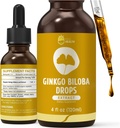 Organic Ginkgo Biloba Extract Liquid Support, Brain & Focus Support, 98% Absorption, Vegan, Non- GMO, Alkohol & Gluten Free - 4 Fl Oz