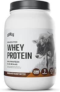 Niveauer Græs Fed Whey Protein Powder, Ingen artificials, 24G Protein, Chokolade Peanut Butter, 2LB