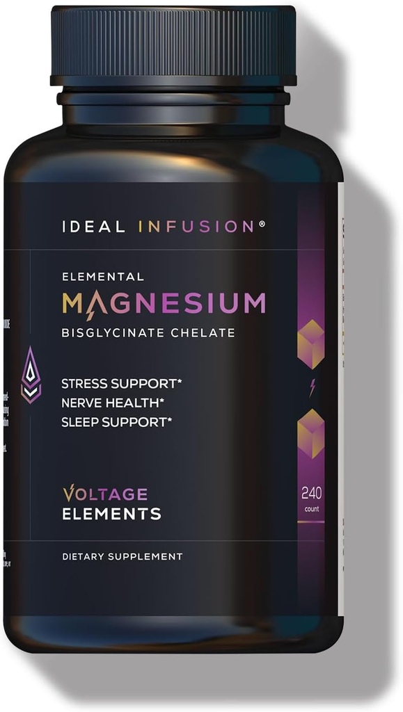 Spændingselementer Magnesium Glycinat Chelat 2777mg - fremmer afslapning og dyb søvn - Elementært Magnesium 500mg (240 kapsler) Vegan