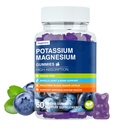 Magnesium Kalium Supplement Gummies - Høj Absorption Calm Magnesium Glycinate & Kalium Citrate Plus Coenzym Q10, DHA, D3, Mineral & Calcium til Zzz, Leg Cramp & Muscle - 60 Blueberry Gummies