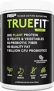 RSP TrueFit Vegan Protein Powder Meal Erstatning Shake, Plant Based Protein + Organic Fruits & Veggies, Fiber & Probiotics, Gluten Free, Dairy Free