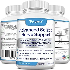 Advanced Sciatic Nerve Support Relief: Alpha Lipoic Acid Vitamin, Benfotiamine - 12 in 1 Sciatica Supplements - 120 Capsules- 30-60 Supply- Made in USA