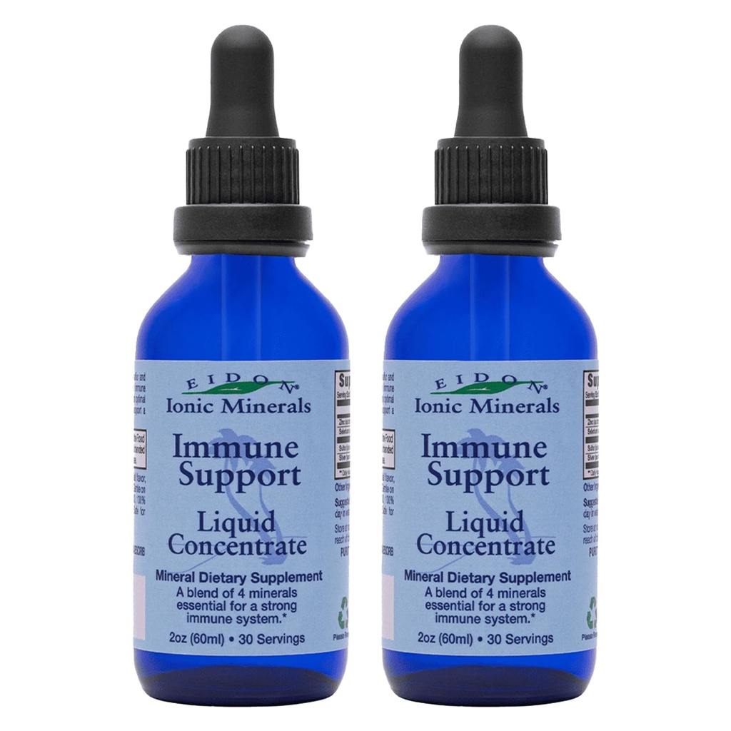 Eidon Ionic Minerals Immunity Support Liquid Concentrate - Mineral Drops with Zink, Selenium, Support & Maintentain immunsystem, Bioavailable, No Preservatives - 2 oz (Pack of 2)