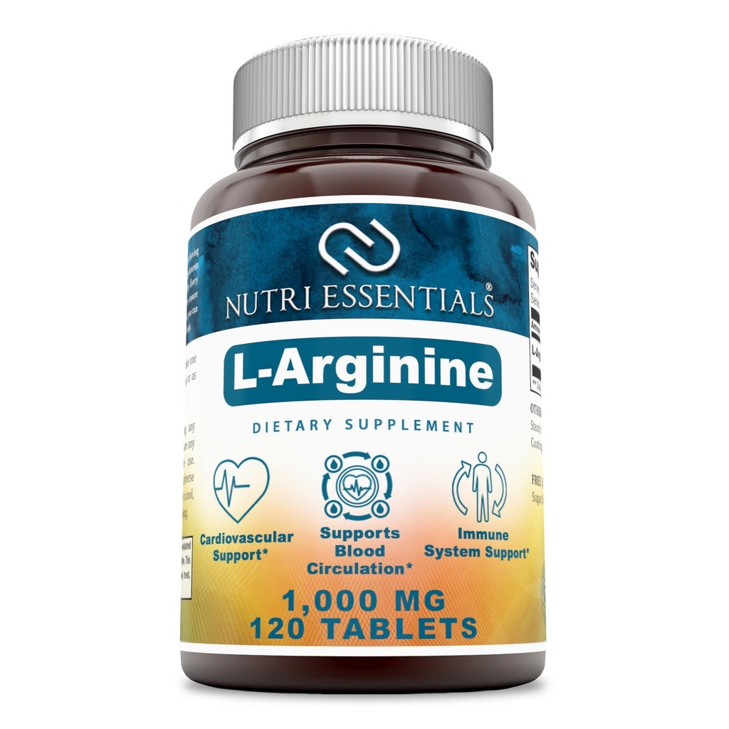 L- Arginin 1000 Mg 120 tabletter Kosttilskud - Understøtter kardiovaskulær sundhed - Understøtter immunsystemet funktioner - fremmer blodcirkulation