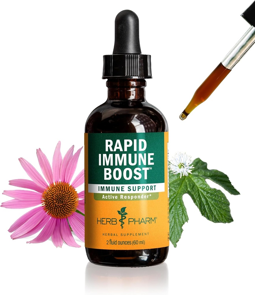 Herb Pharm Organic Rapid Immunitet Boost: Fast- Absorbing Tinktur for voksne, Echinacea tinktur med Goldenseal, Ginger Extract & Elderberry, Immunitet Support & Wellness Aid, 2 Oz