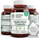 Naturlig Nutra Ultimate Flora Probiotisk for kvinder og mænd, Hjælper Forbedrer fordøjelsen, bidrager til den samlede sundhed, fremmer immunsystemet, Multi- stamme med Lactobacillus, Acidophilus, 60 kapsler