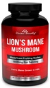 Organic Lions Mane Mushroom Capsules - 1800mg Stærkest Lions Mane Mushroom Supplement - Non- GMO Lions Mane Extract Powder - Nootrop Brain Supplement - Brain & immunsupport - 90 Vegetariske Caps