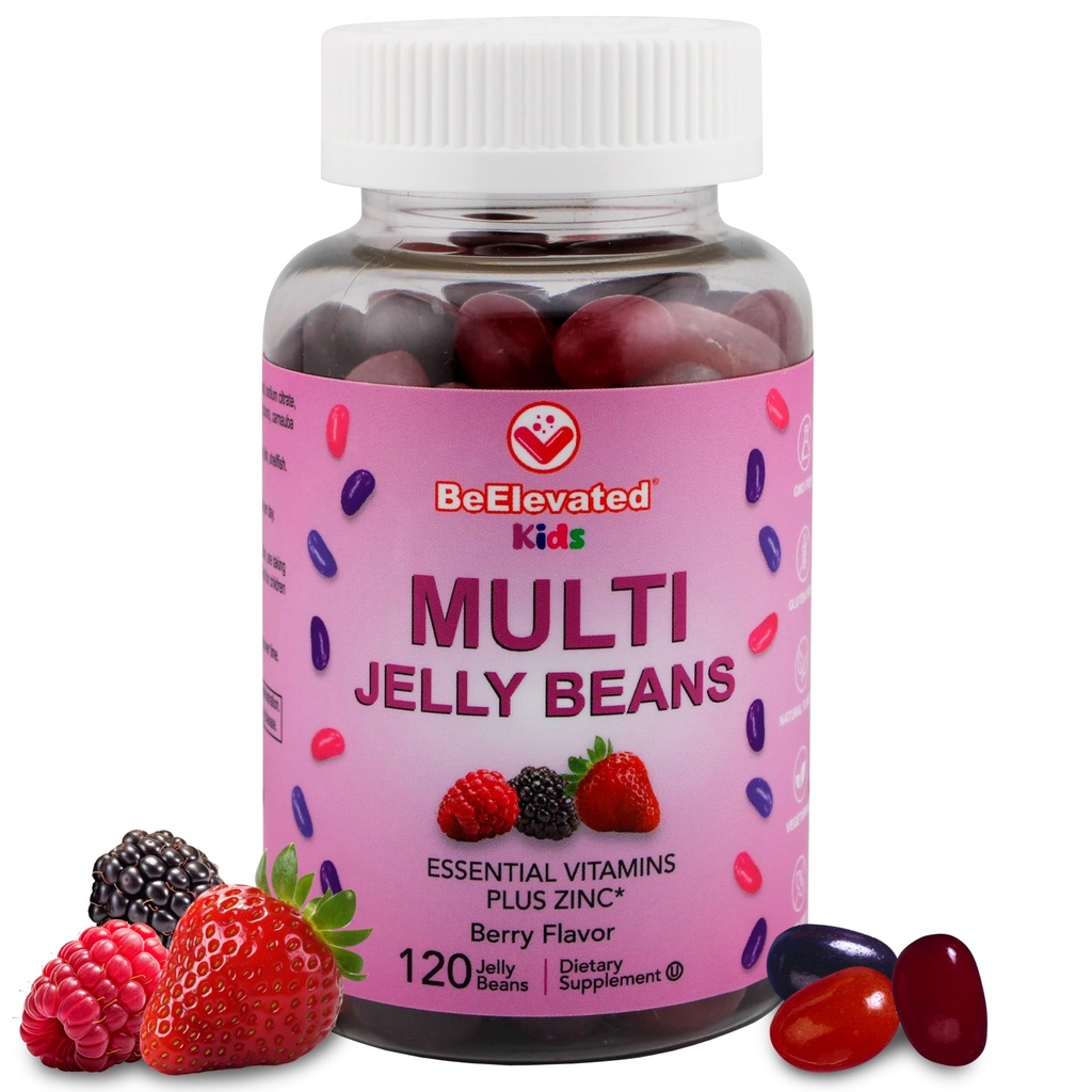 Multivitamin Jelly Beans - Chewable Vitamin Gummies med zink til børn - immuntilskud Vitamin Kosttilskud - Vegetarisk Multivitamin Gummy supplement til Childrens - 120 Berry Beans