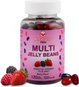 Multivitamin Jelly Beans - Chewable Vitamin Gummies med zink til børn - immuntilskud Vitamin Kosttilskud - Vegetarisk Multivitamin Gummy supplement til Childrens - 120 Berry Beans