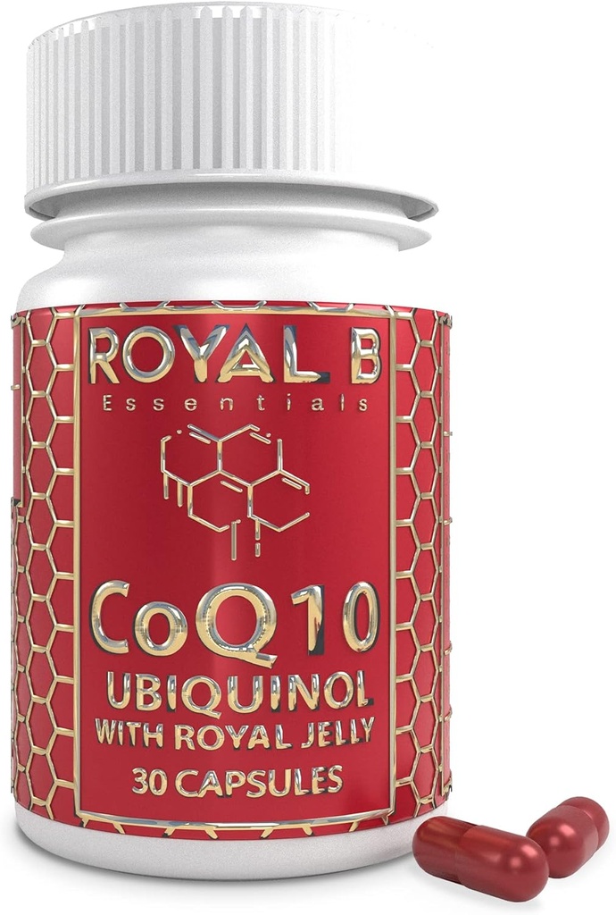 Ultra- Premium Co- Enzyme Q10 med Royal Jelly, Ubiquinol CoQ10 kapsler til hjerte sundhed og immunforsvar, All- Natural CoQ10 supplement Lavet af bier, 3.000 mg, 30 Veggie kapsler