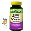 Spring Valley Super Vitamin B Complex Calcium Carbonat, Ascorbic Acid 100 tabletter Bundle med Lual 's 45 Diabetes Decoded