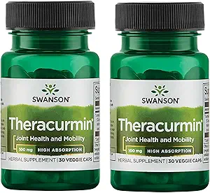 Swanson Theracurmin - Herbal supplement støtte fælles sundhed og mobilitet - Formuleret til høj absorption - (30 kapsler, 100 mg hver) (2 Pack)