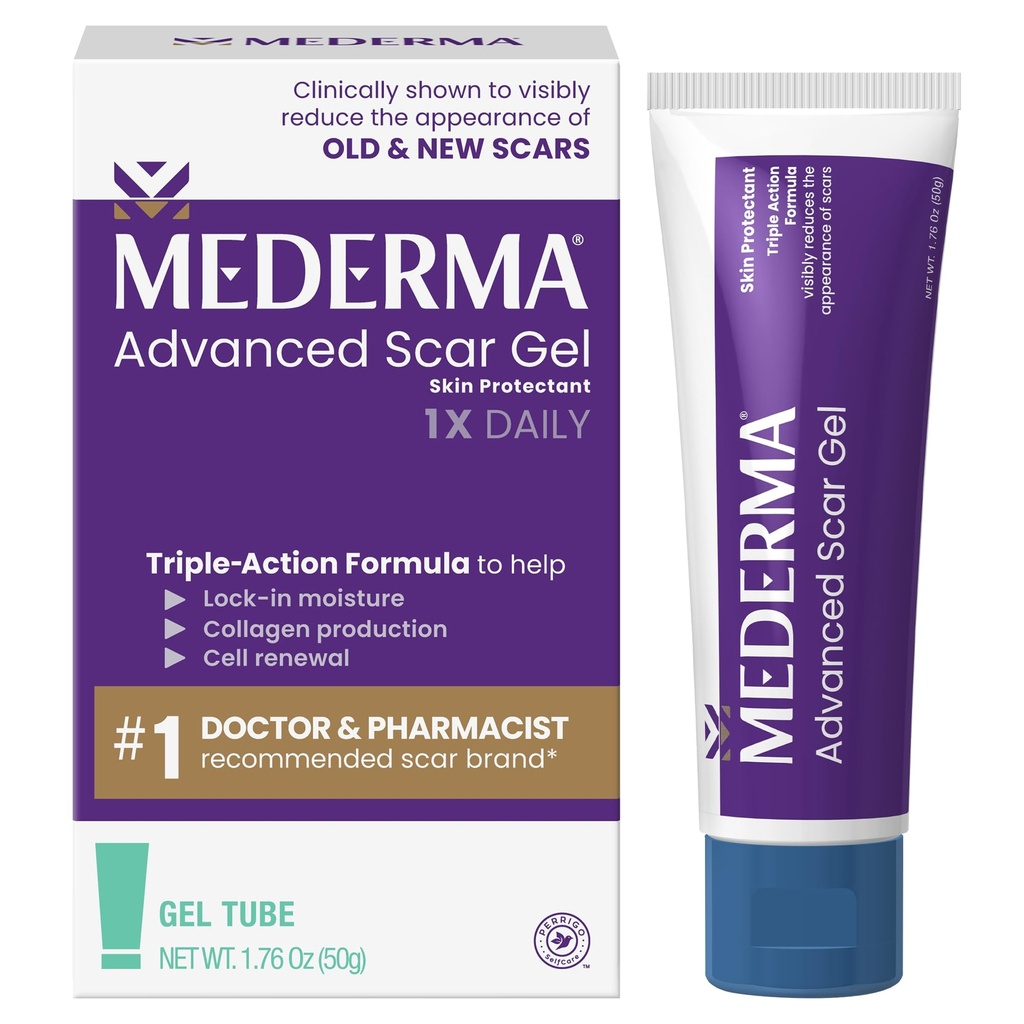 Mederma Advanced Scar Gel - Treats Old & New Scars, Reducerer Udseende af Scars fra Acne, Kirurgi, Burns, Skade & Stretch Marks, 1.76 Oz (50g)