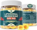 Berberine 500mg Supplement, Once Daily, Liposomal Gummies with Ceylon Cinnamon, Bitter Melon, Banaba Leaf for Metabolism Balanced, AMPK Activator, High Absorption, Sugar Free, Vegan, 60 Cts