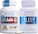 Relaxium Sleep Aid 60 Capsule + BrainIQ Nootrop Brain Supplements 60 Capsule (Family Pack Sleep & Brain Bundle)