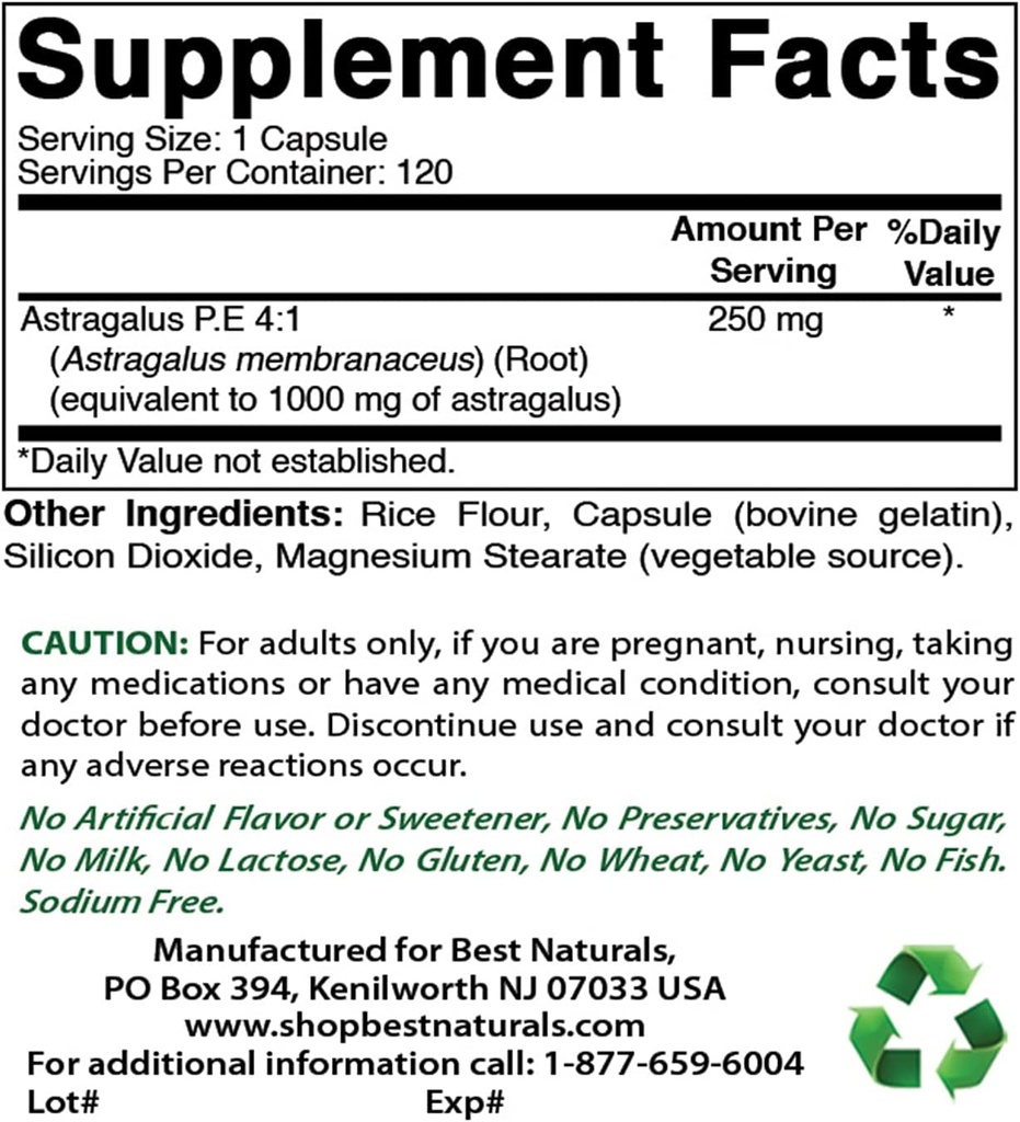 Bedste Naturals Astragalus 1000 mg & vitamin K2 (MK7) med D3