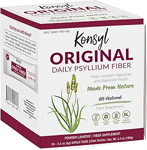 Konsyl Original Formel Daglig Fiber, 100% Alle naturlige Psyllium Husk pulver - Stickpacks 30ct
