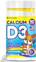 Calcium D3 tyggetabletter til børn - 640 mg Calcium & 320 IE D3- vitamin - ikke-GMO, Milk Flavor - Knogle- og tandstøttetilskud - 90 tabletter til alder 2 +