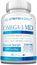 Omega- 3MD - Fish Oil EPA & DHA - Forbedre kognitiv sundhed - 1 flaske - 3 måneders forsyning