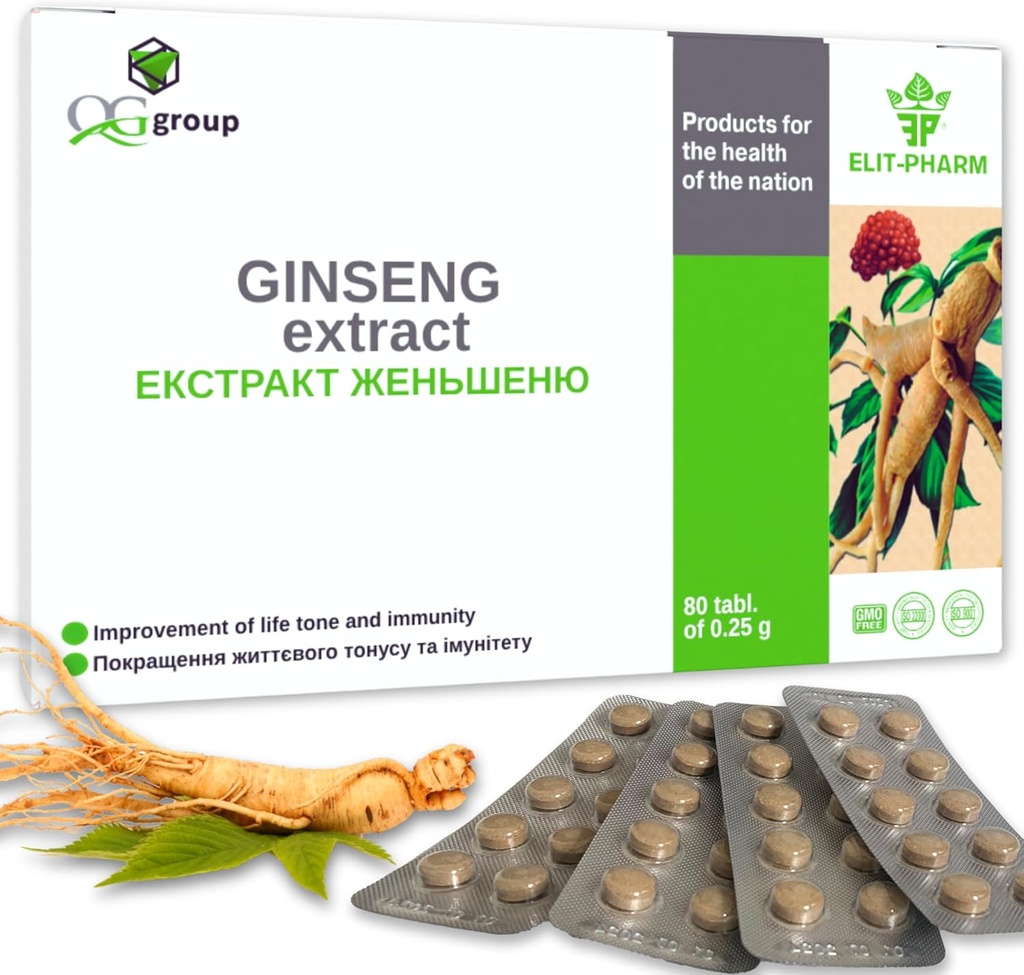 QG gruppe Ginseng Extract & Lakrids Root Extract med C-vitamin (80 tabletter - 210mg hver) Kosttilskud til mænd og kvinder