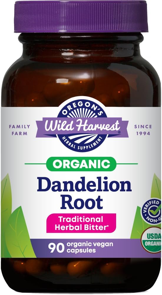 Oregon 's Wild Høst Mælkebøtte Root Organic Supplement124; Traditional Herbal Bitter, 90 Vegan Kapsler