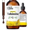 Wild & Organic Yohimbe Kosttilskud til mænd og kvinder - 5 mg Yohimbine Liquid Extract Drops - Pausinystalia Yohimbe Bark Tincture - Vegan, Alkohol- Free - 2 fl oz