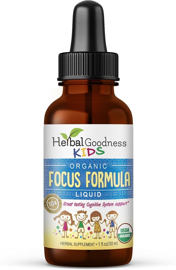 Fokus og opmærksomhed Kosttilskud 1oz - Fokus Kosttilskud med Ashwagandha til børn & Natural Moringa Extract til en Serene og Genius Mind - Non- GMO Focus Vitamin til børn - Made in USA