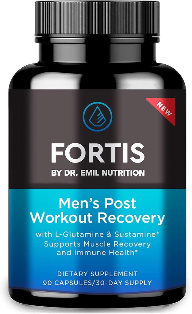 DR. EMIL NUTRITION Fortis Post- workout Inddrivelse Capsule for mænd med L- Glutamin og Sustamin til at støtte muskel Inddrivelse & immunforsvar, 30 Servere