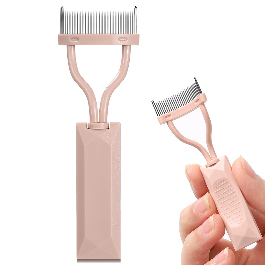Eyelash Comb Separator, Arc Designet Lash Definerer Comb Makeup Mascara Comb Applicator med overtræk, Eye kosmetisk børste værktøj (Nøgen Pink)