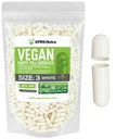XPRS Nutra Størrelse 3 Tomme kapsler - 500 Grev Tomme Vegansk - Vegetariske piller - selv vegetabilsk Capsule Fyldning - Veggie Pill Caps (hvid)