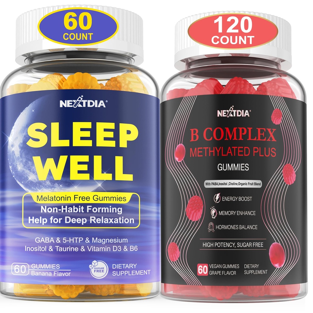 Melatonin fri naturlig søvn gummier for voksne + vitamin B Complex gummier for kvinder