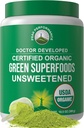 Peak Performance Usødet Organic Green Superfood Powder. Super Green Powder med 25 + Organic Ingredients for Max Energy og Atletisk Performance. Vegansk keto Green Juice Daglig drik