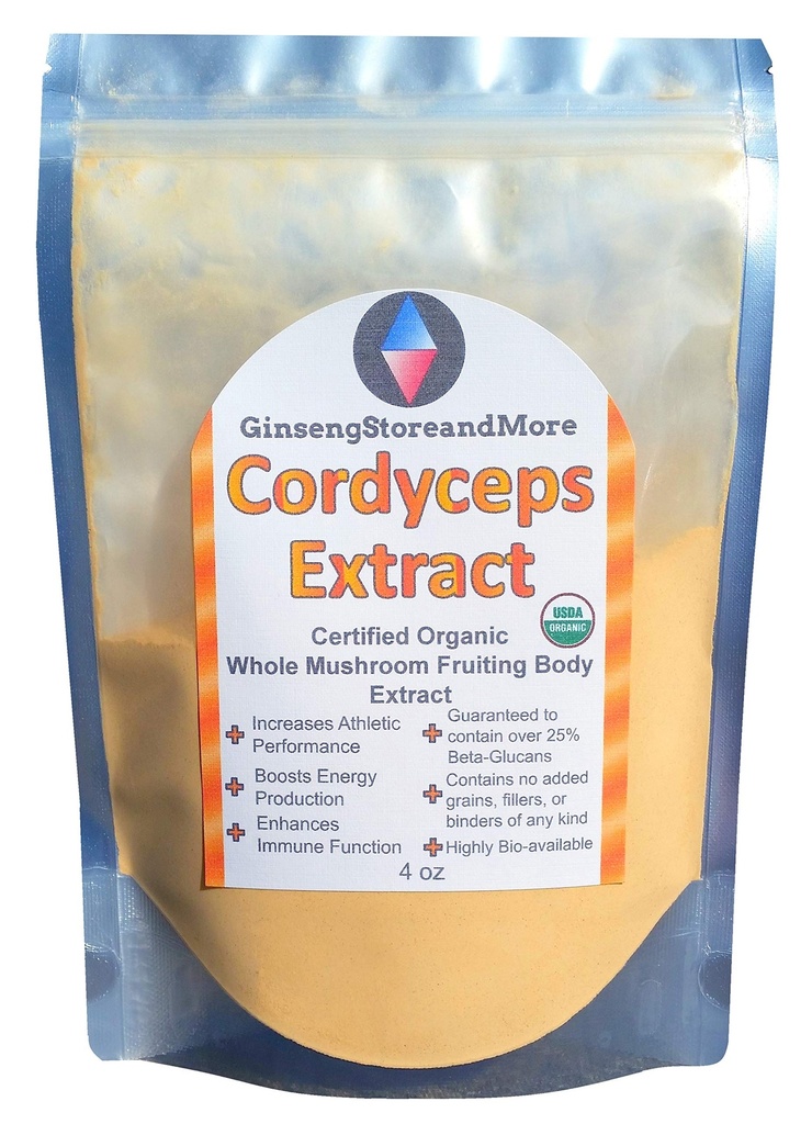 4oz Organic Cordyceps Mushroom Extrahered from Real Mushroom Fruiting Kroppene fra Nammex Note 124; > 30% Beta- Glucans
