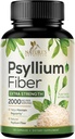 Psyllium Husk Pulver Kapsler 2000mg, Natural Daily Opløselig & Uopløselige Fiber Pills, Psyllium Husk Fiber supplement understøtter fordøjelse Colon Sundhed & Regularitet, Plant baseret supplement - 120 Kapsler