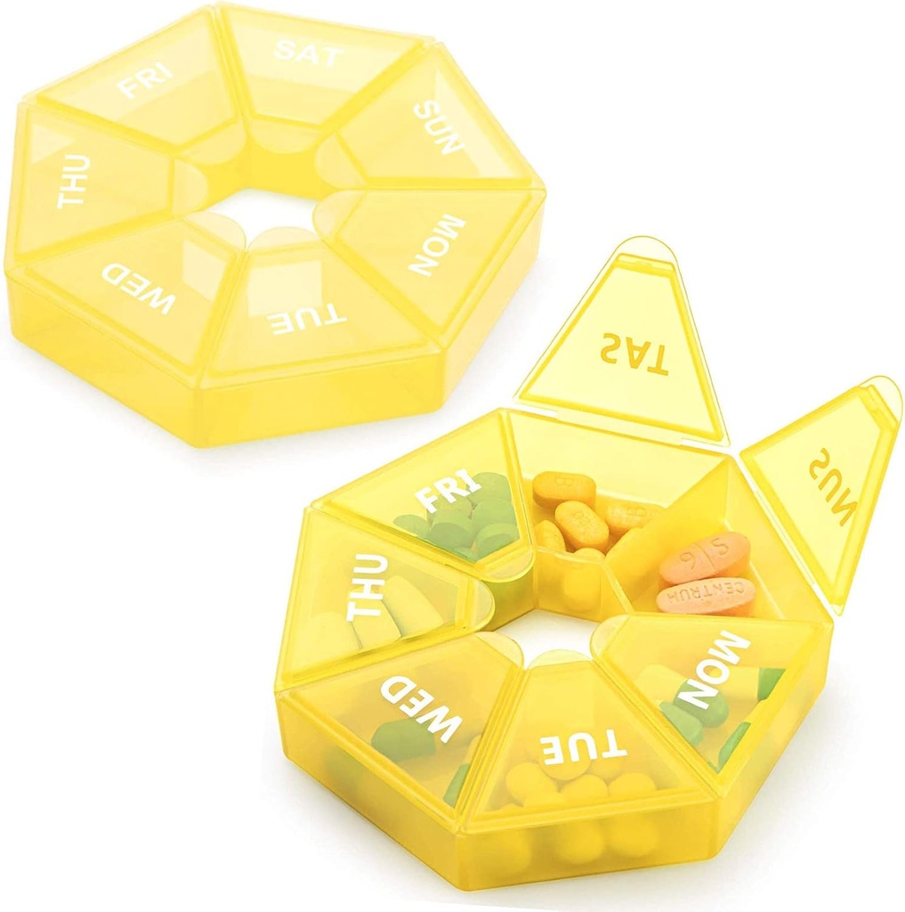 2PCS Weekly Pill Organizer Stor 7 dag Pill Box Organizer Daglig medicin sag for Vitamin Fish Oil Pills Kosttilskud Gigt Friendly