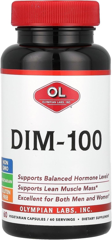 Olympian Labs DIM Supplement 100mg - Daglige kapsler - Diindolylmethan til mænd og kvinder, 100 Mg, 60 Tæl