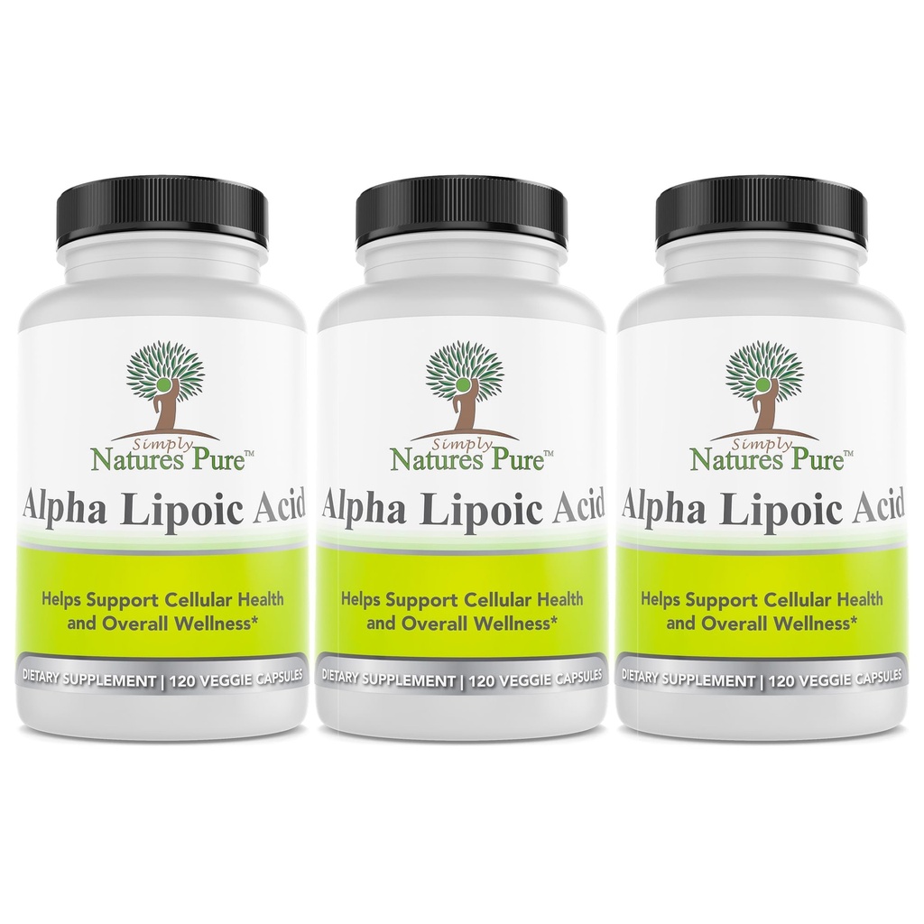 Simply Natures Pure Alpha Lipoic Acid 600mg 360 Veggie Capsules, Non- GMO Thioctic Acid 12 Måned Supply