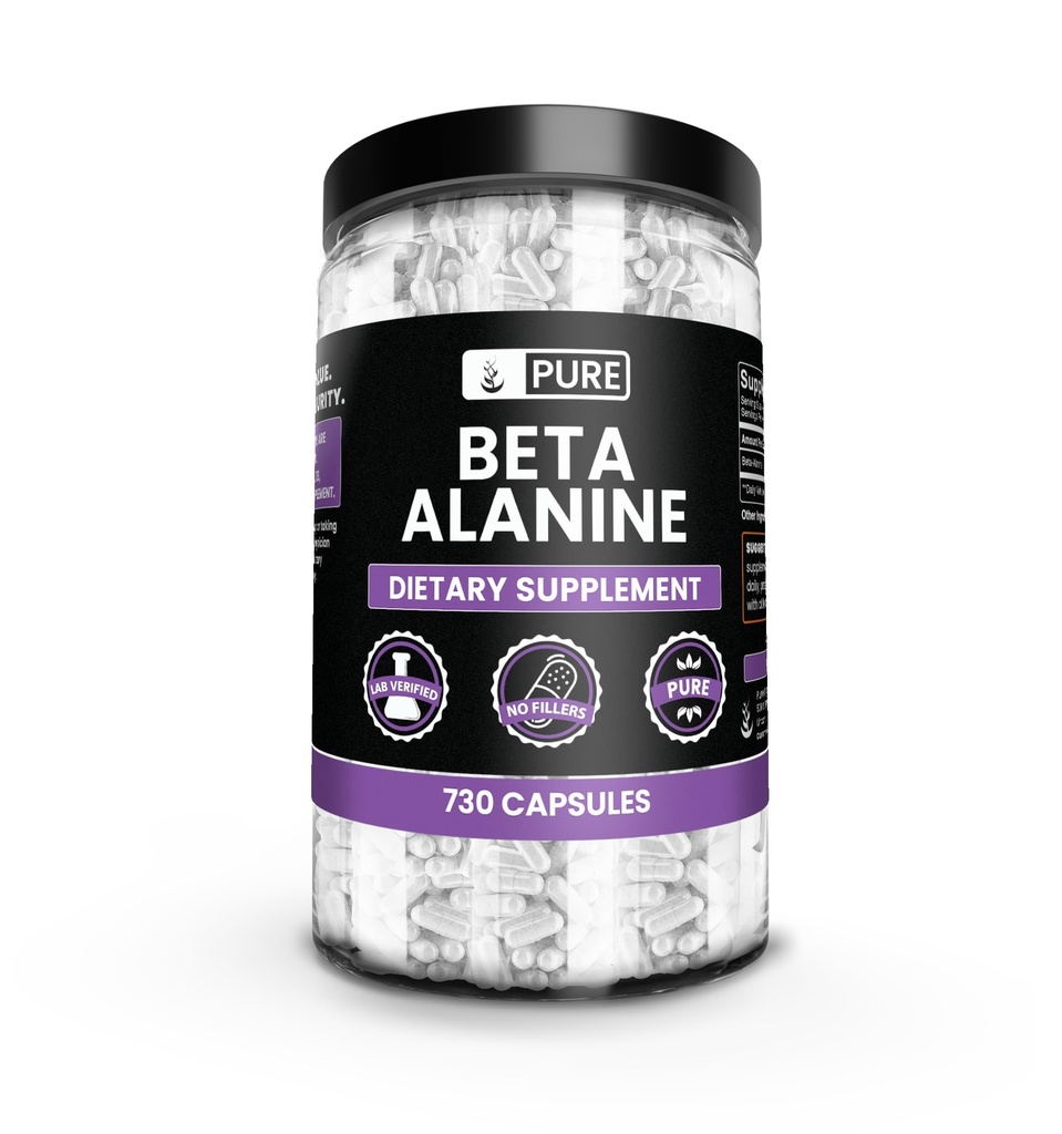 Pure Original Ingredienser Beta Alanine, (730 kapsler) Altid Pure, Ingen tilsætningsstoffer eller Fillers, Lab Verified
