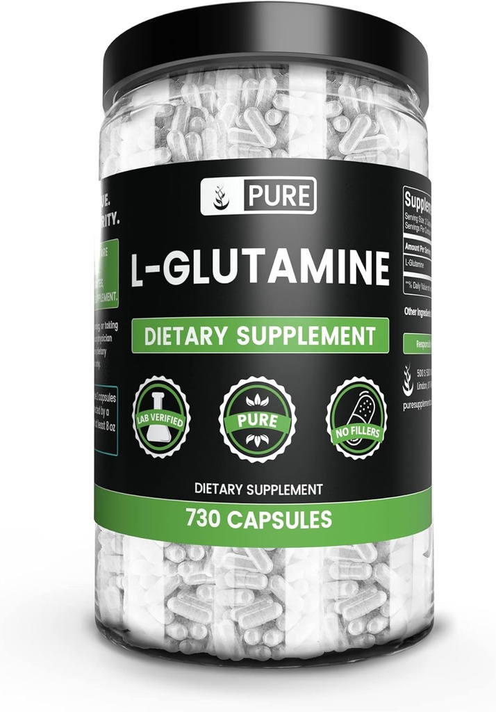 Pure Original Ingredienser L- Glutamin (730 kapsler) Ingen Magnesium eller ris Fyldere, Altid Pure, Lab Verified