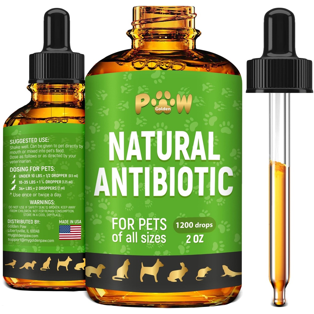 Hund Antibiotika til infektion, hoste, UTIs, Allergier, Itching Medical 124; Natural Antibiotika til Katte til at støtte hud, Coat, & fordøjelse Medical 124; for alle racer & aldre Medical 124; 2 oz